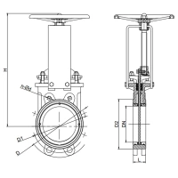 Задвижка шиберная межфланцевая, двусторонняя, серии TL81-A, TAFLINE, DN100 PN10, со штурвалом