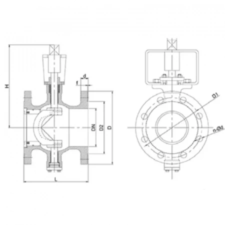 Кран эксцентриковый полусферический фланцевый, серии TL34-F, Tafline (Тафлайн), DN200 PN16, с голым штоком