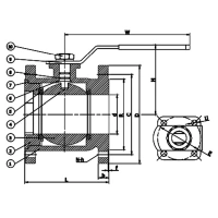Кран шаровой полнопроходной фланцевый, серии TL33-PTFE, TAFLINE, DN15 PN16, чугунный с рукояткой