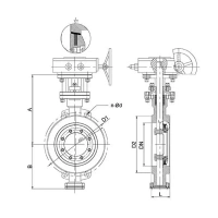 Затвор дисковый поворотный трехэксцентриковый серии TL73GS, TAFLINE, DN65 PN16, корпус, диск - сталь, межфланцевый с голым штоком