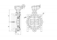 Затвор дисковый поворотный двухэксцентриковый, серии TL42GS, TAFLINE, DN1000 PN16, фланцевый с голым штоком
