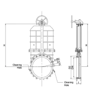 Шиберная задвижка фланцевая, серии TL81-Е, TAFLINE, DN100 PN10, с резьбовыми проушинами, со штурвалом