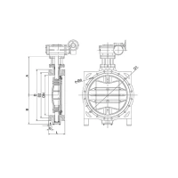 Затвор дисковый поворотный двухэксцентриковы, серии TL42R, TAFLINE, DN300 PN16, фланцевый с редуктором