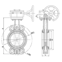 Дисковый поворотный затвор-TL71-A-TAFLINE, DN150 PN16, межфланцевый с редуктором