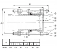 Демонтажная вставка с тремя фланцами серии TL-DV, TAFLINE, DN1000 PN10