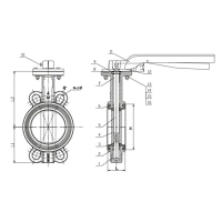 Дисковый поворотный затвор-TL71-A-TAFLINE, DN040 PN16, межфланцевый с рукояткой
