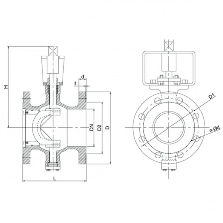 Кран эксцентриковый полусферический-TL34-F-TAFLINE, DN050 PN16, фланцевый