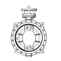 Затвор дисковый поворотный двухэксцентриковый, серии TL42GS, TAFLINE, DN100 PN16, фланцевый с голым штоком